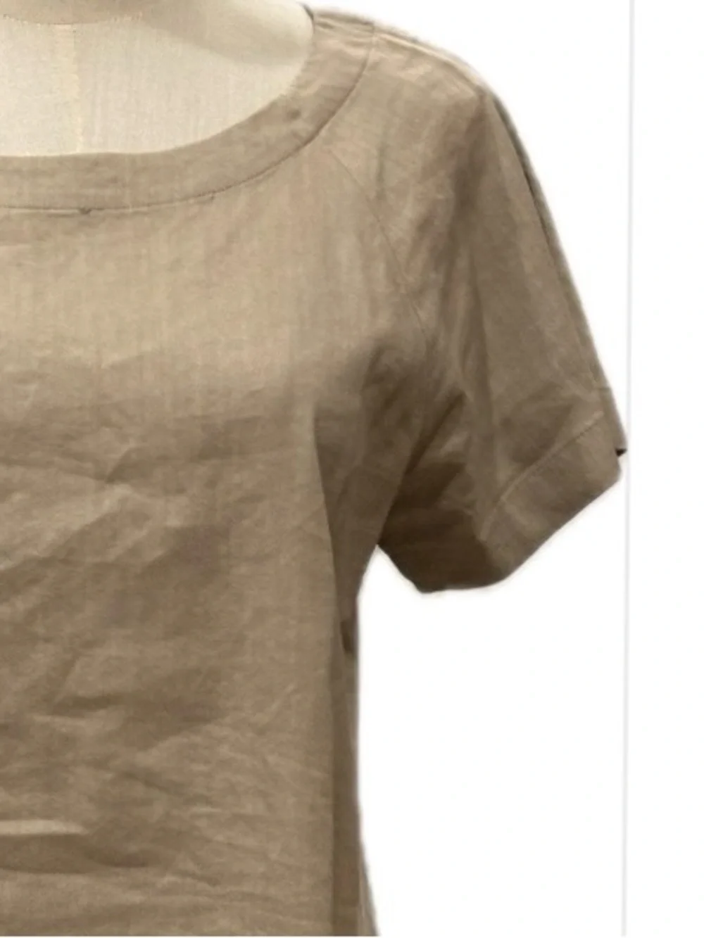 Theory NWOT Linen Blend Lace Up Back Neutral Beige Short Sleeves Dress 6 - Picture 3 of 9
